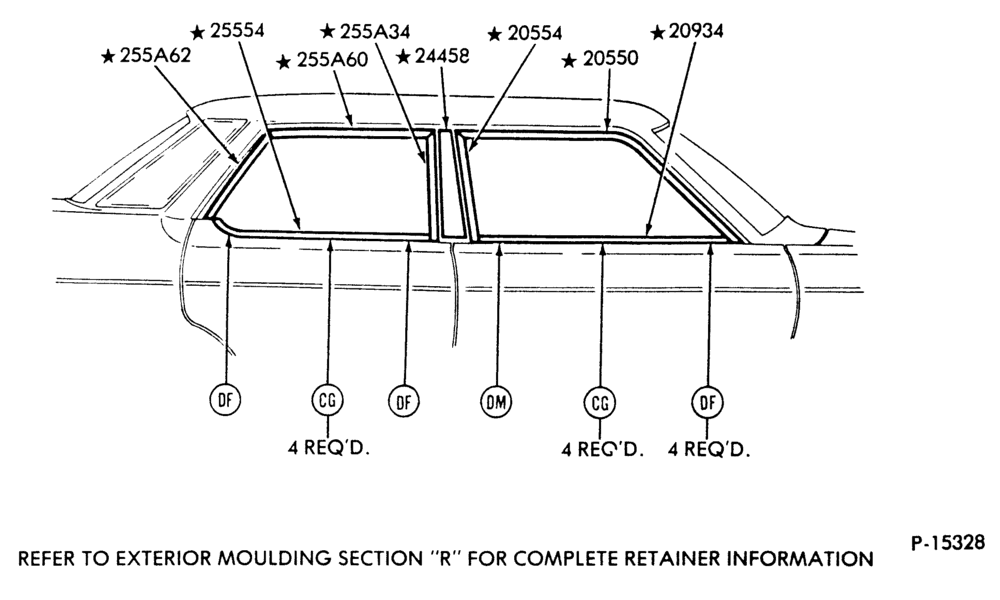 Схема DOOR WINDOW FRAME - BODY TYPE 54