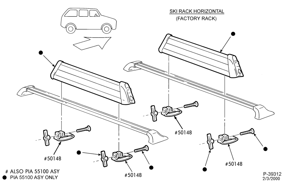 Схема LIFT/TAILGATE, LUGGAGE & BACK WINDOW-Luggage carrier - ski rack - horizontal - factory rack - B/T 74