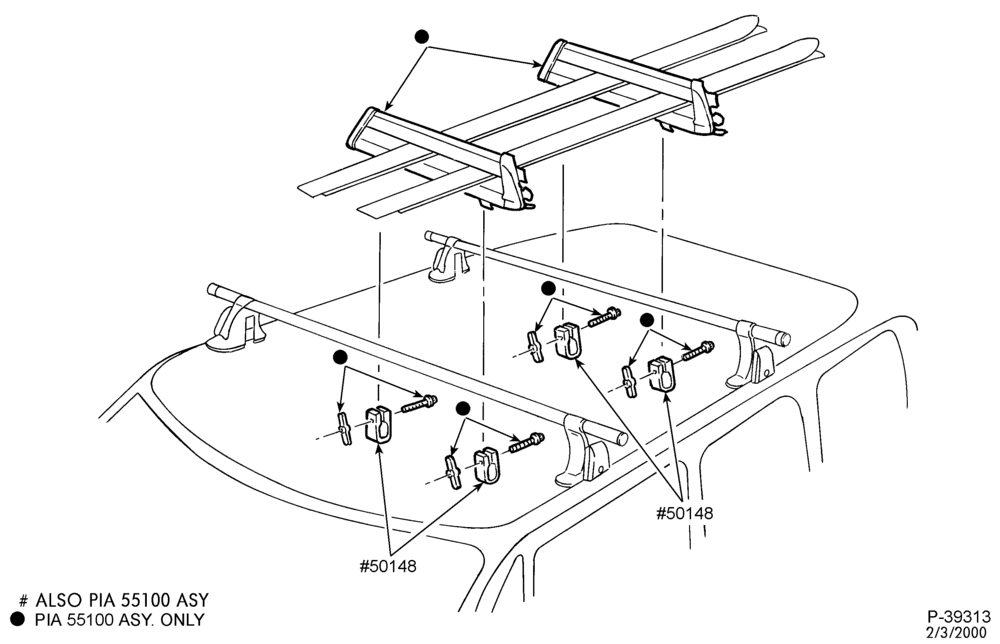 Схема LIFT/TAILGATE, LUGGAGE & BACK WINDOW-Luggage carrier - ski rack - horizontal - removable rack