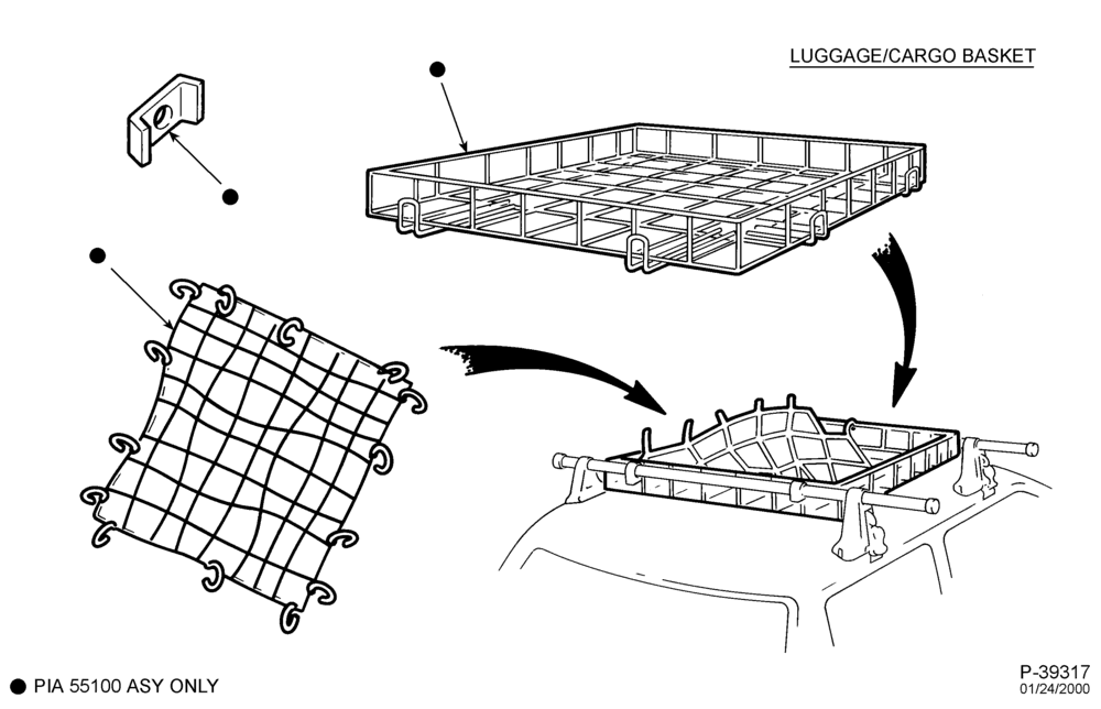 Схема LIFT/TAILGATE, LUGGAGE & BACK WINDOW-Luggage carrier - luggage/cargo basket