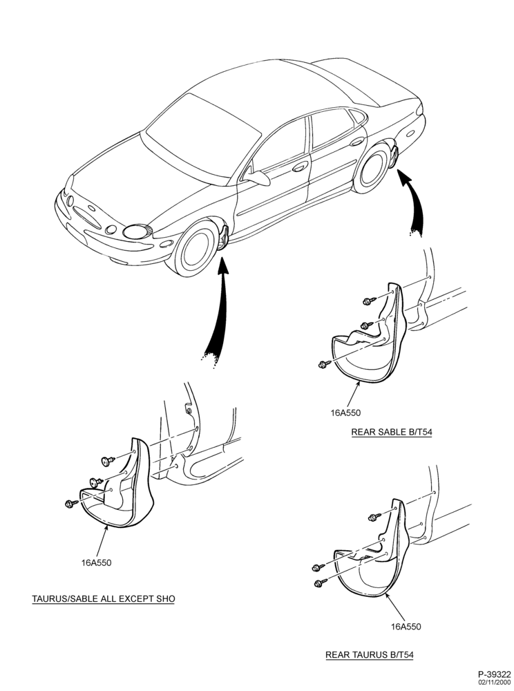 Схема FENDERS AND HOODS-Front & rear splash guards