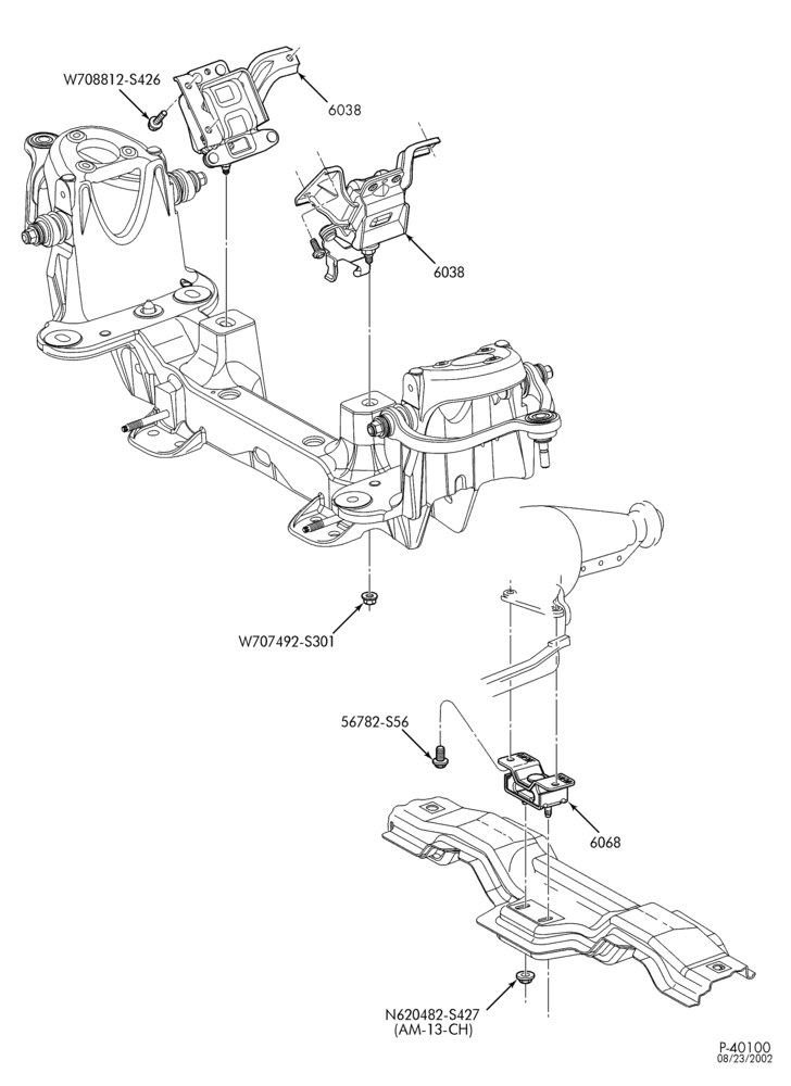 Схема 8-цил. 4,6 л - 4V-Engine supports - передн. & задн. - Marauder - MA
