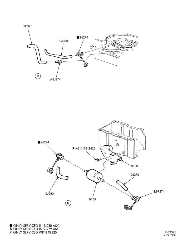 Схема 8 CYL. 4.6L-Fuel system - line installation - Non Calif. emis. - Page C
