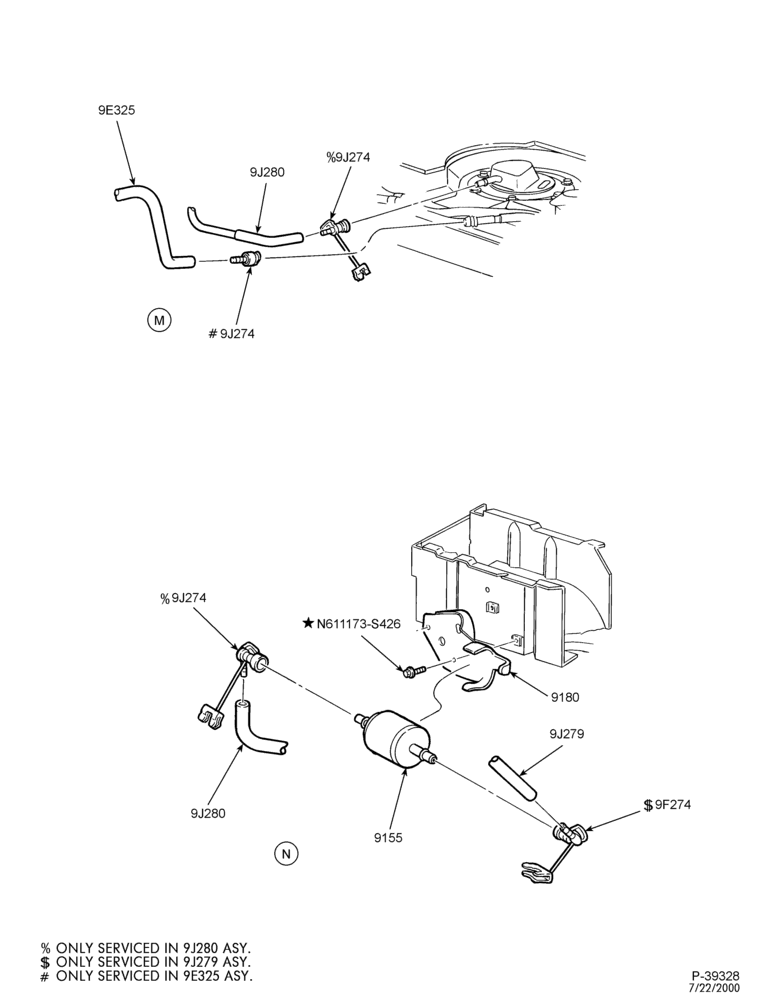 Схема 6 CYL. 3.8L-Fuel system - line installation - Non Calif. emis. - Page C