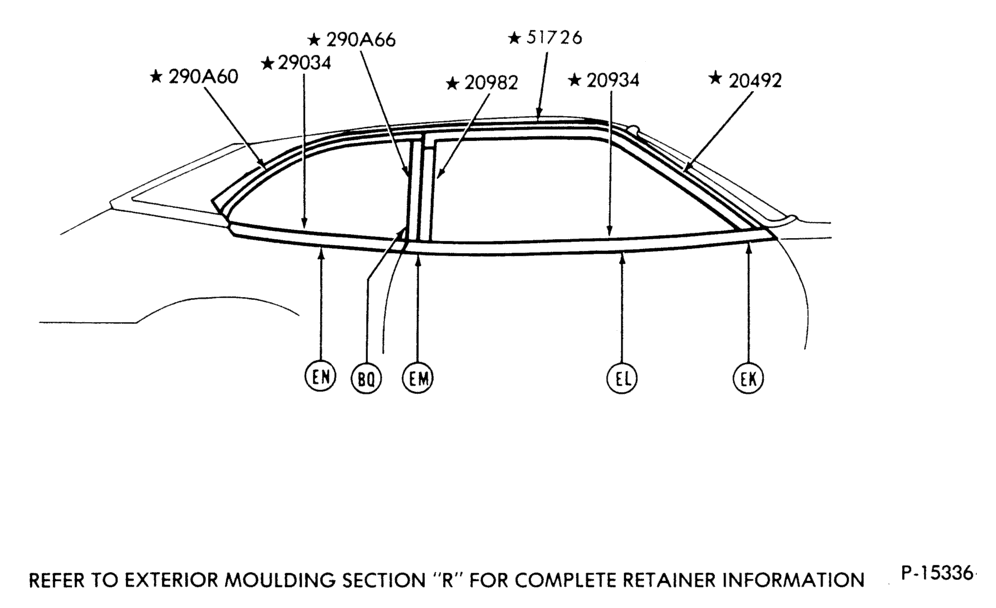 Схема DOOR AND QUARTER WINDOW FRAME - BODY TYPES 62 AND 64