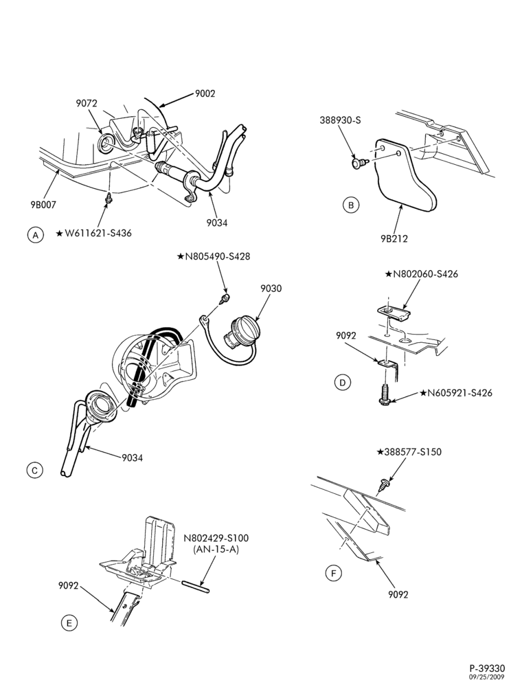 Схема 6 CYL. 3.8L-Fuel system - tank installation - Non Calif. emis. - Page B