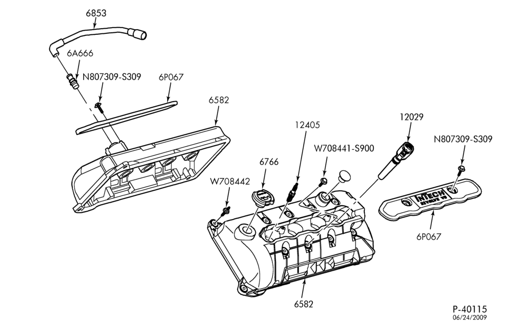 Схема 8-цил. 4,6 л - 4V-Rocker arm covers & related parts - Marauder - MA