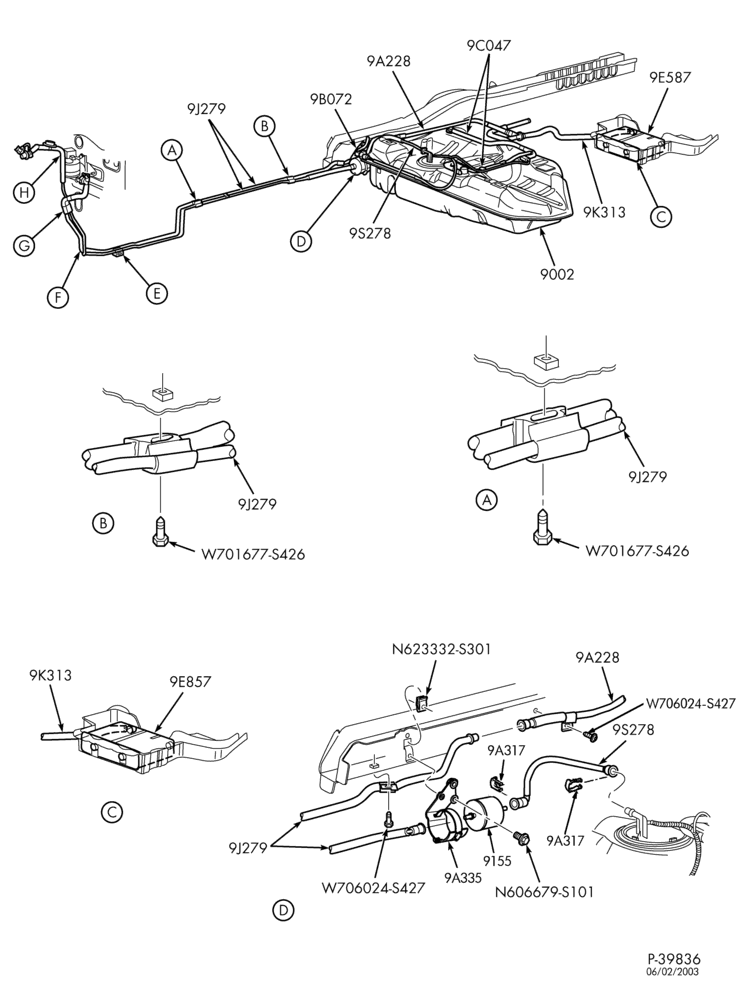 Схема 6 CYL. 3.0L - EXC. DOHC-Fuel system - line installation - on board - vapor recovery - Page A