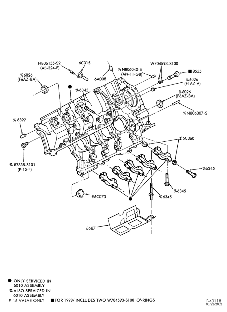 Схема 8-цил. 4,6 л - 4V-Cylinder block & plugs - Marauder - MA