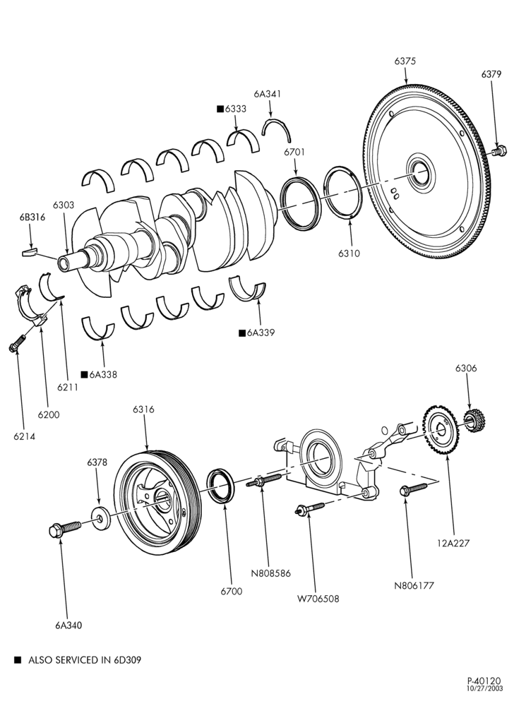 Схема 8-цил. 4,6 л - 4V-Camshaft & flywheel - Marauder - MA