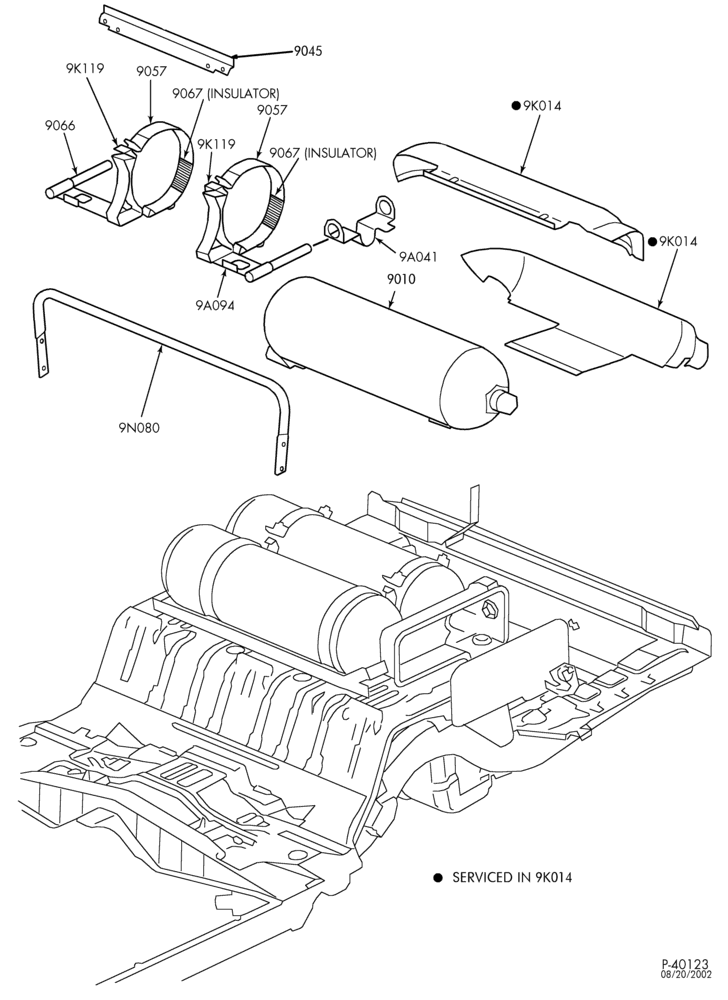 Схема MANIFOLDS, THERMOSTATS & EMISSION PARTS-Fuel system - fuel tank - NGV - extended range - Page A