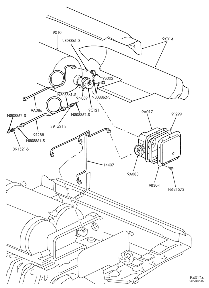 Схема FUEL SYSTEM AND CALIBRATION-Fuel system - fuel tank - NGV - extended range - Page B
