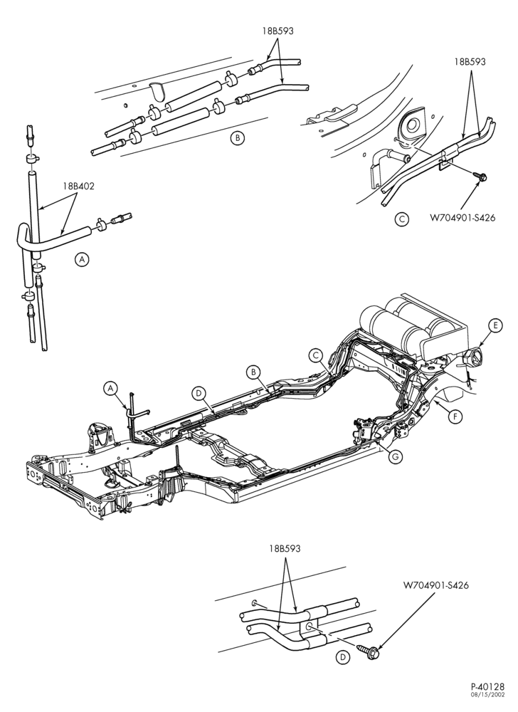 Схема MANIFOLDS, THERMOSTATS & EMISSION PARTS-Fuel system - line installation & related parts - NGV - L.H. - Page A