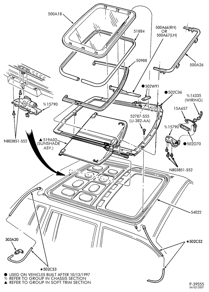 Схема ROOF-Sliding roof & related parts