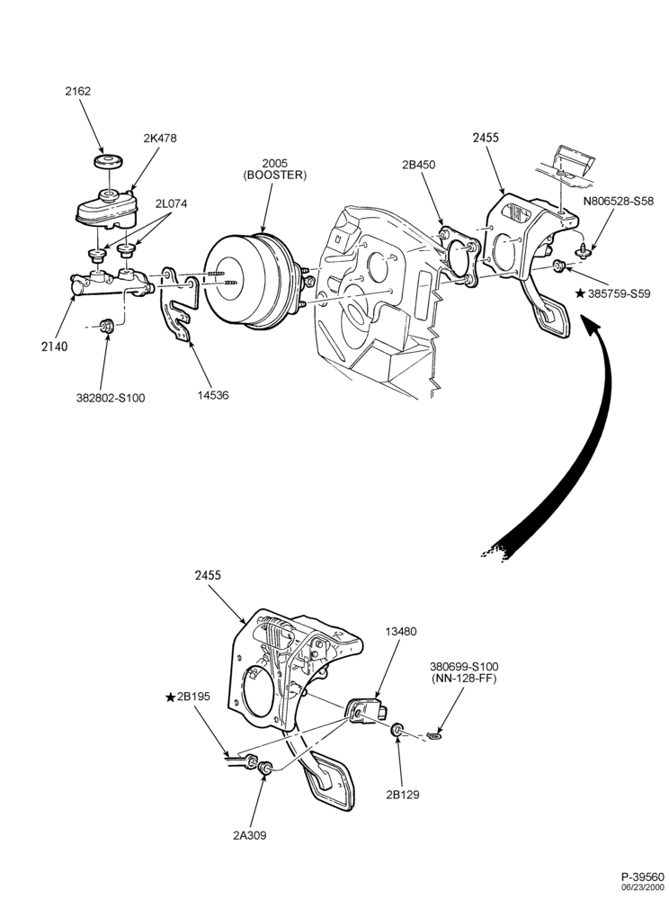 Схема BRAKES-Brake pedal & booster installation - adjustable