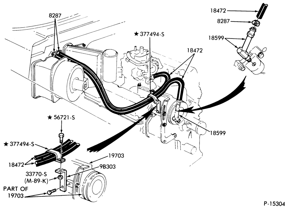 Схема HEATERS-Heater Hose-8 cyl. 370 & 429 Gas-w/air brakes-F-FT600/800