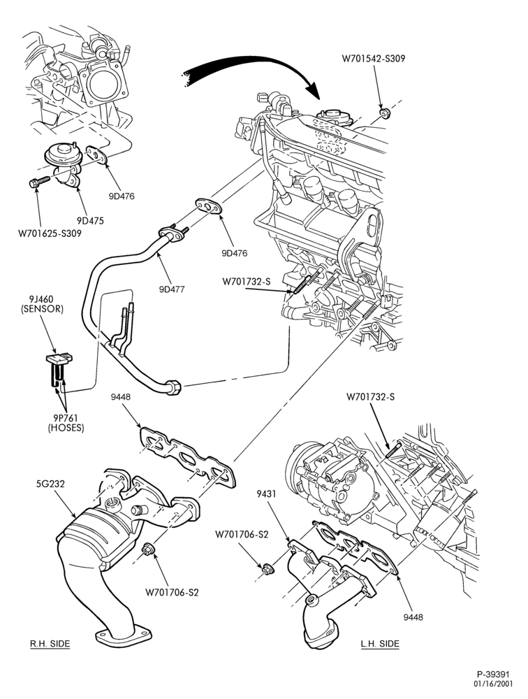Схема 6 CYL. 3.0L - DOHC-Emission system - exhaust gas - recirculation (E.G.R.) - valve