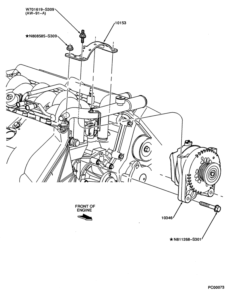 Схема Генератор, INSTRUMENT CLUSTER, BATTERY-Alternator - support brackets