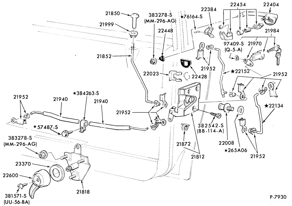 Схема BODY SIDES AND QUARTER-Handles and latch parts