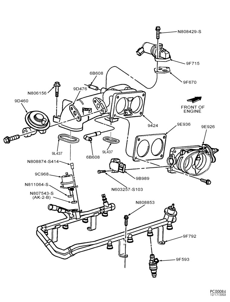 Схема FUEL SYSTEM AND CALIBRATION-Manifold - intake-injectors & valves-Page B