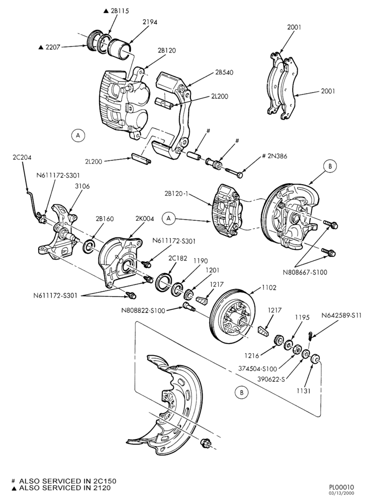 Схема BRAKES-Brake assembly - front - 4x2-F150 (7700)
