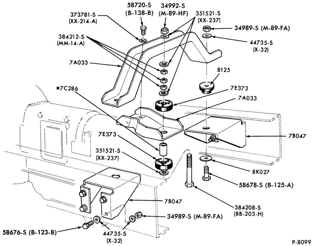 Схема SUPPORTS-Supports - MT 653-8 cyl. 636 Cat. diesel-L-LN-LNT-LS-