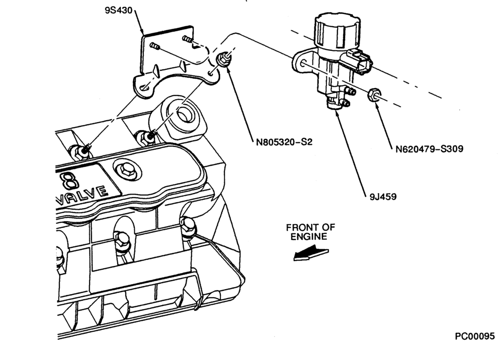 Схема FUEL SYSTEM AND CALIBRATION-Emission system - exhaust gas recirculation (E.G.R.) - vacuum regulator control & bracket assembly