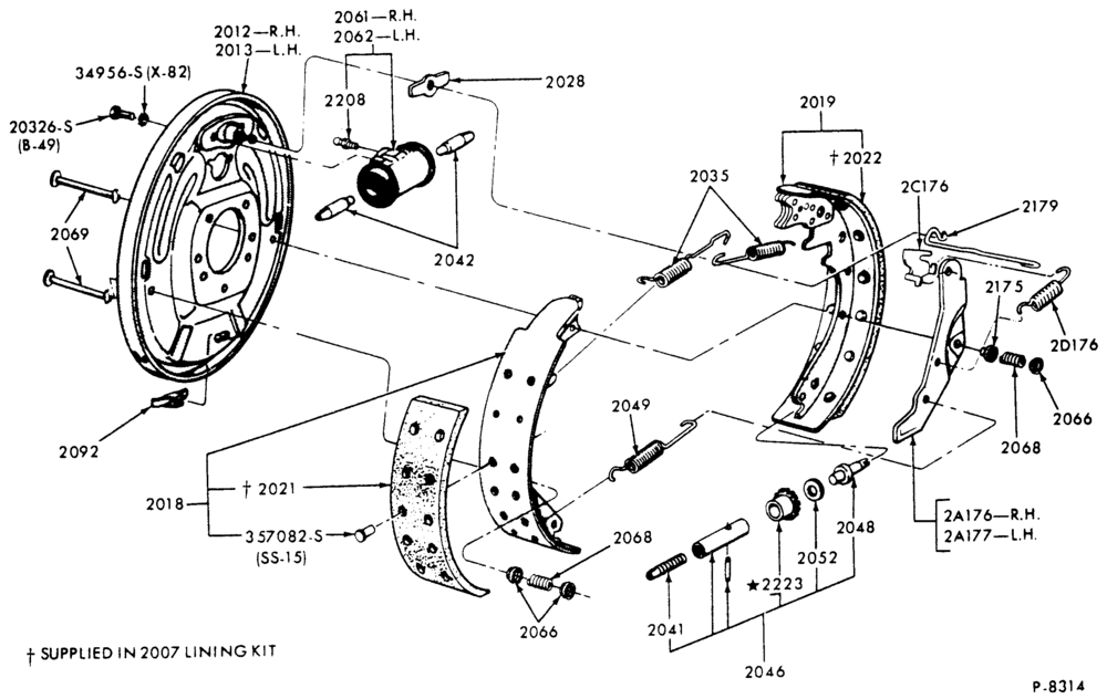 Схема BRAKE WHEEL CYLINDERS-Front brake-self-adjusting-hydraulic-single anchor self-adjusting-hydraulic- 14" x 2 1/2" Kelsey Hayes-F600/800