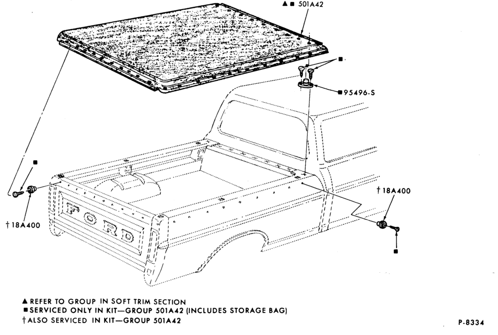 Схема BACK-OF-CAB EQUIPMENT-Tonneau cover parts-F100/350(99)-8� box