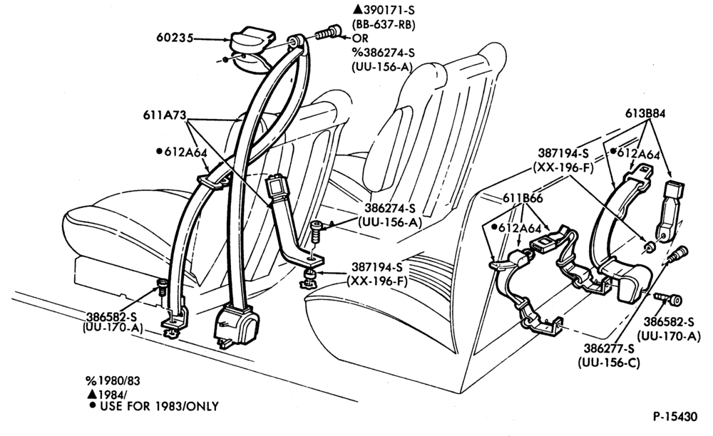 Схема SEAT BELTS-Seat belt and shoulder harness - bucket and captains chair-U150