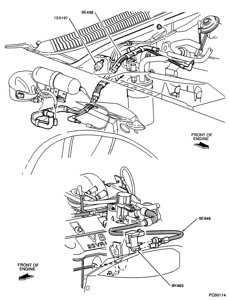 Схема MANIFOLDS, THERMOSTATS & EMISSION PARTS-Vacuum tubing