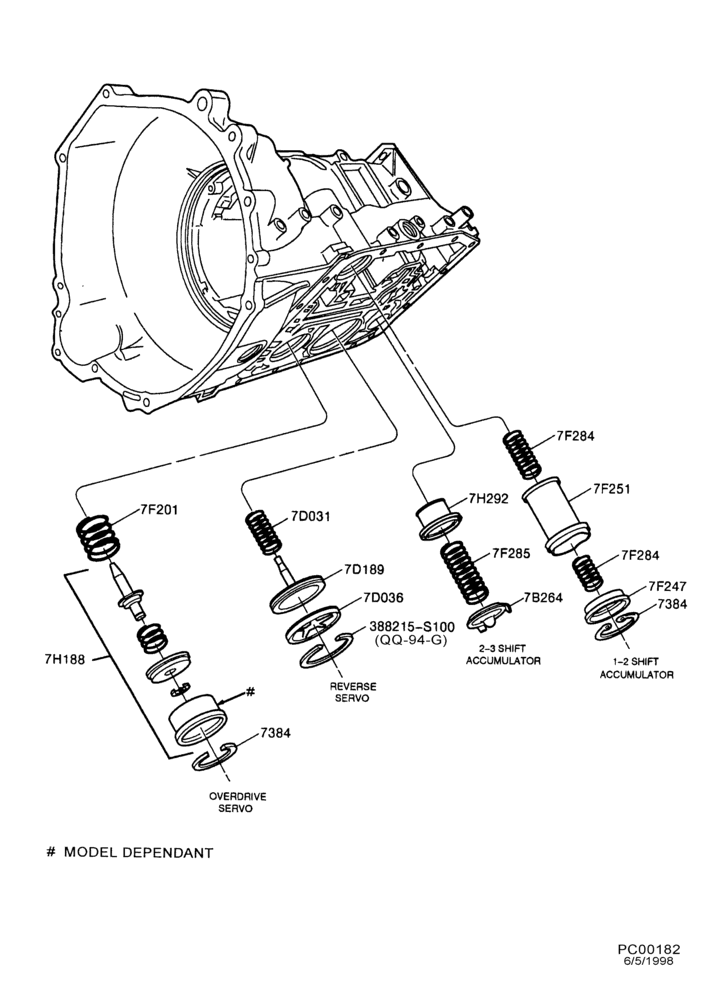 Схема 4R70W TYPE - INTERNAL PARTS-Accumulator, reverse & overdrive band & servo