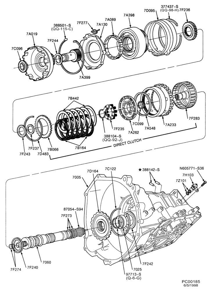 Схема 4R70W TYPE - INTERNAL PARTS-Clutches, gear, shaft & related parts - Page B