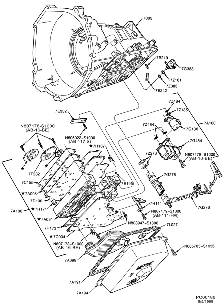 Схема 4R70W TYPE - INTERNAL PARTS-Main control valve body (7A100)