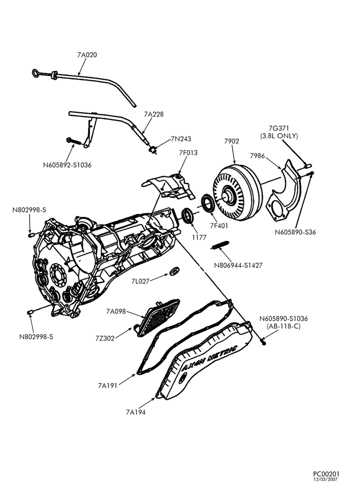 Схема AX4N TYPE - INTERNAL PARTS-Case, converter assembly & related parts