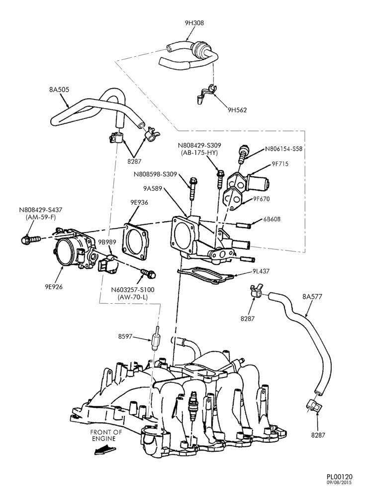 Схема 8 CYL. 5.4L-Throttle body & related parts