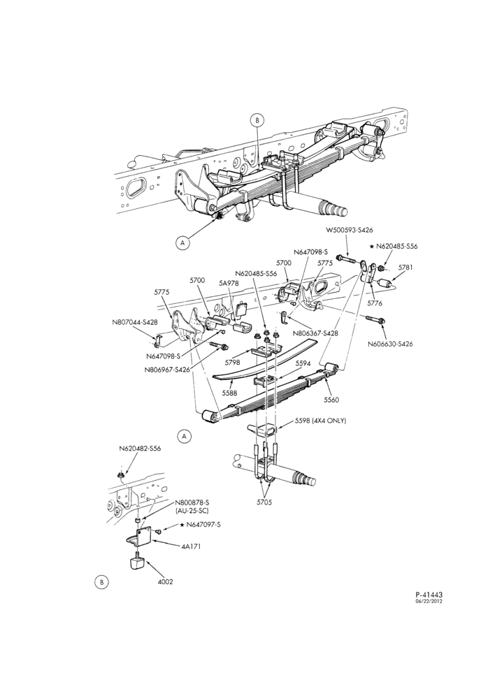 Схема EXHAUST-Rear suspension - with auxiliary spring - narrow frame
