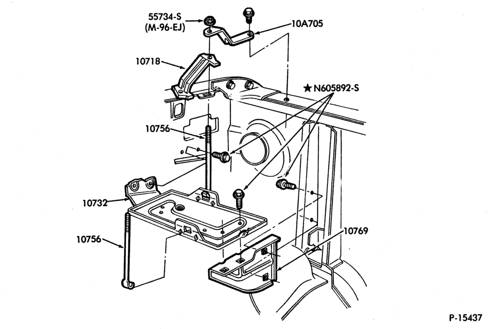 Схема BATTERY CARRIERS AND WIRING-Battery carrier and related parts-6 and 8 cyl. - single bat.                                F-U100/350