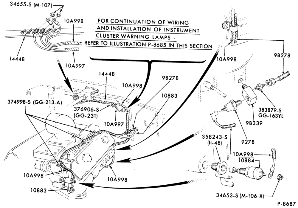 Схема ENGINE WARNING SYSTEM-Engine warning system-oil pressure and water temperature (engine compartment)- L-LT900-8 cyl. 568