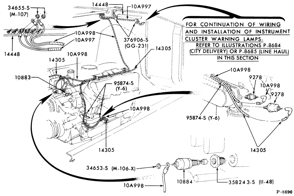 Схема ENGINE WARNING SYSTEM-Engine warning system-oil pressure and water temperature (engine compartment)- - Page B