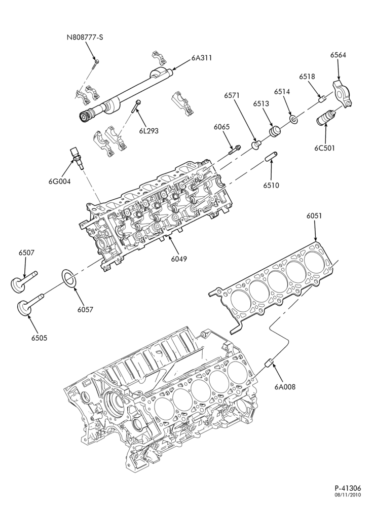 Схема 10 CYL. 6.8L-Cylinder head & related parts-F250SD/550SD
