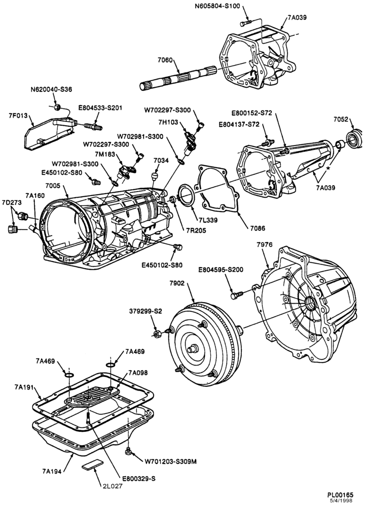 Схема 5R55E TYPE-INTERNAL PARTS - Case, converter assembly, extension-B,BN