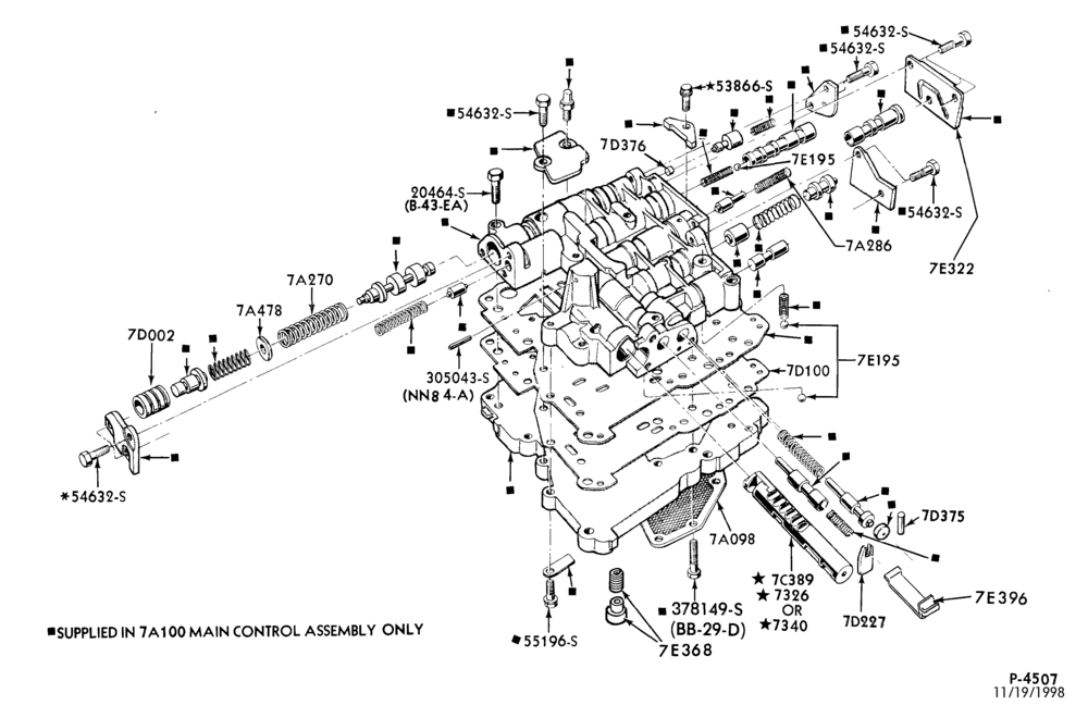 Схема C4 TYPE - INTERNAL PARTS-INTERNAL PARTS- main control valve body (7A100)-A,MA,F,MF,G,MG,J,P,MP