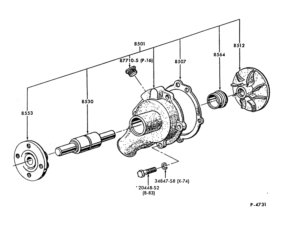 Схема WATER PUMP-WATER PUMP- 6 cyl. 300 (4.9L)-E100/350