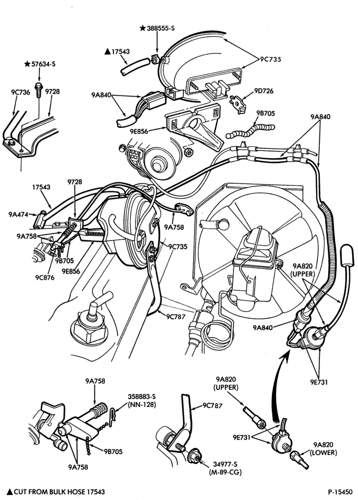 Схема 8 CYL. 5.8L (351 C.I.D.)-M-GAS-factory installed-engine - Page B