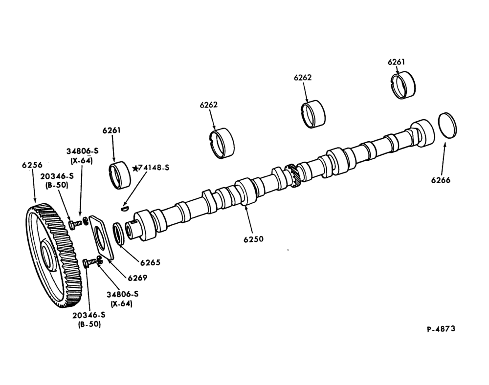 Схема 6 CYL. 4.9L (300 C.I.D.)-Camshaft, gear and bearing