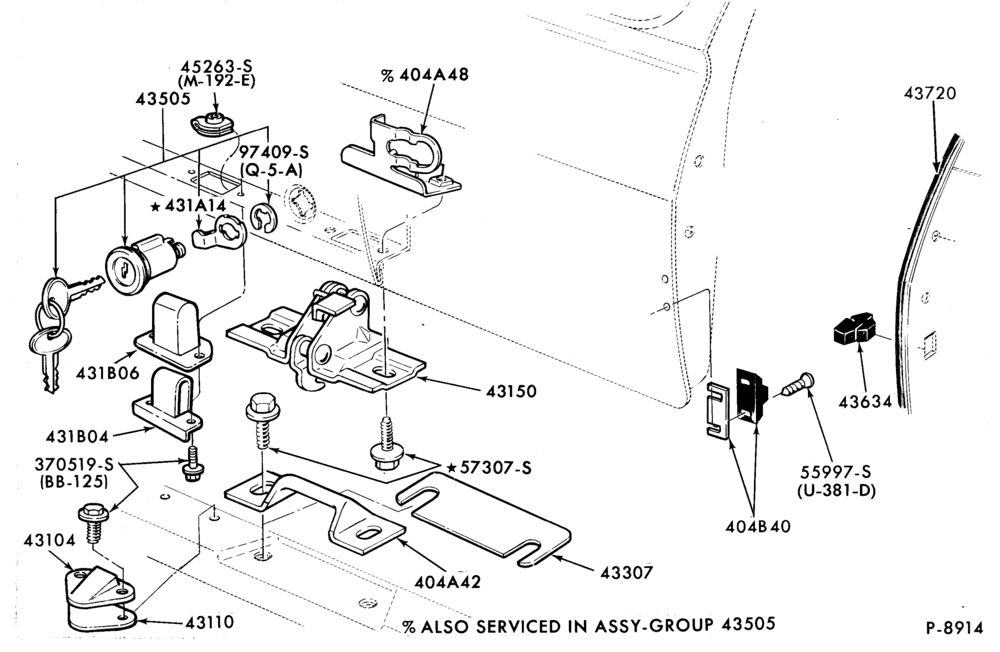 Схема LIFT/TAILGATE, LUGGAGE & BACK WINDOW-Tailgate parts - latch - body type 73