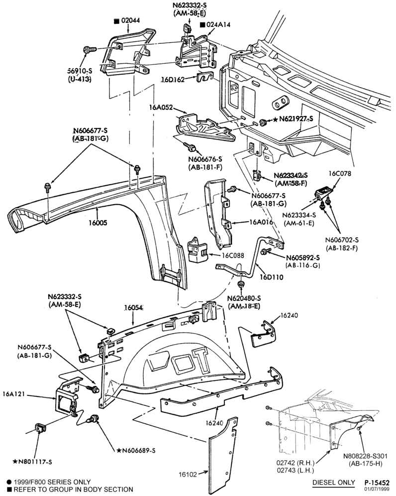 Схема FENDERS-Fenders, aprons and sheet metal- w/o tilt front end-B600/700