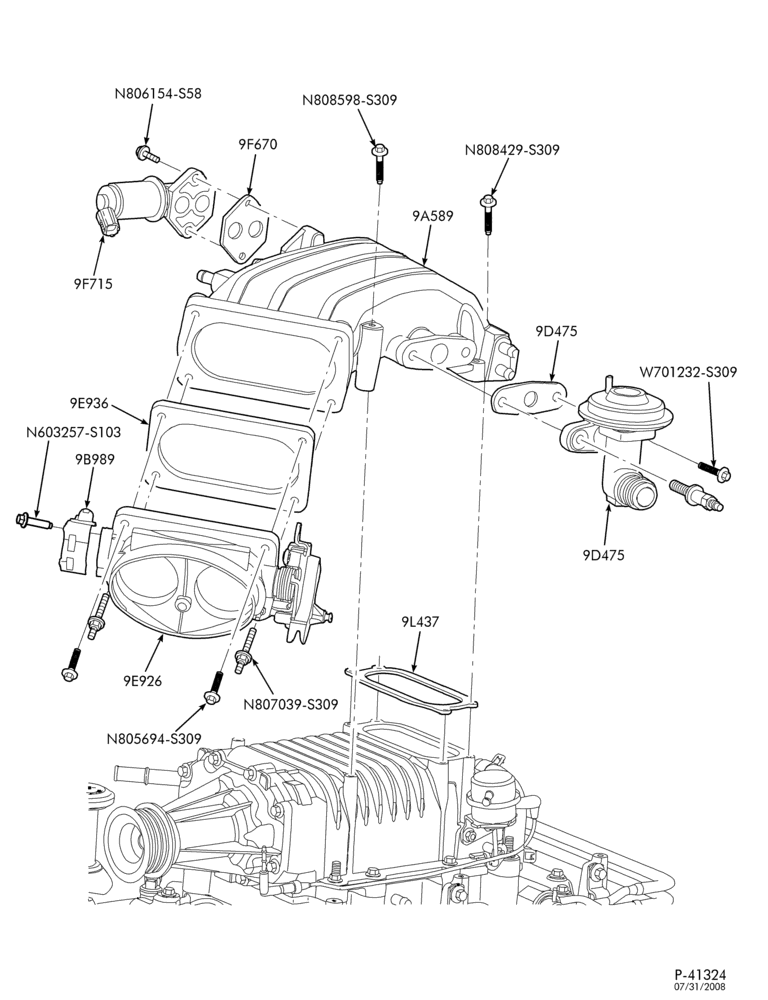 Схема 8 CYL. 5.4L-Throttle body - supercharged - Lightning