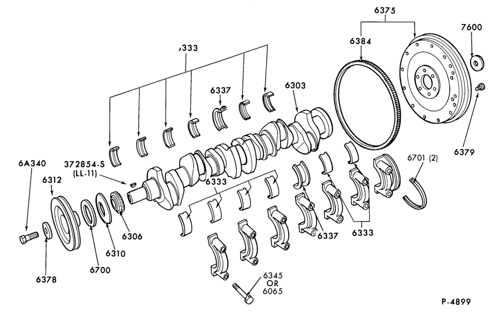 Схема 6 CYL. 3.3L (200 C.I.D.)-Crankcase and flywheel